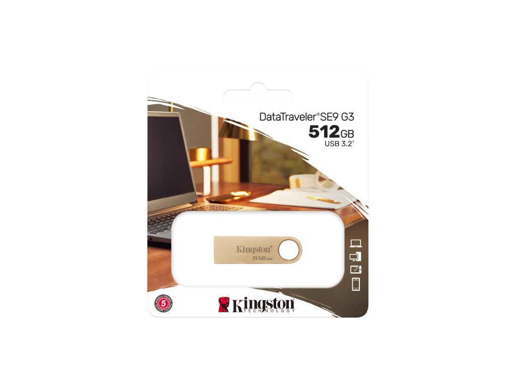 USB Stick KINGSTON DataTraveler SE9 G3 (512GB, USB 3.2 Gen 1, Brzina čitanja 220 Mb/s, Brzina pisanja 100 Mb/s, Zlatna)-4